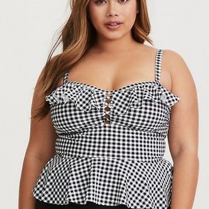 Gingham Peplum Tankini Swim/Bathing Suit